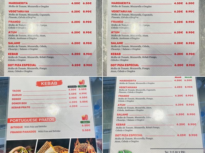 Dot Pizza and Cafe Menu
