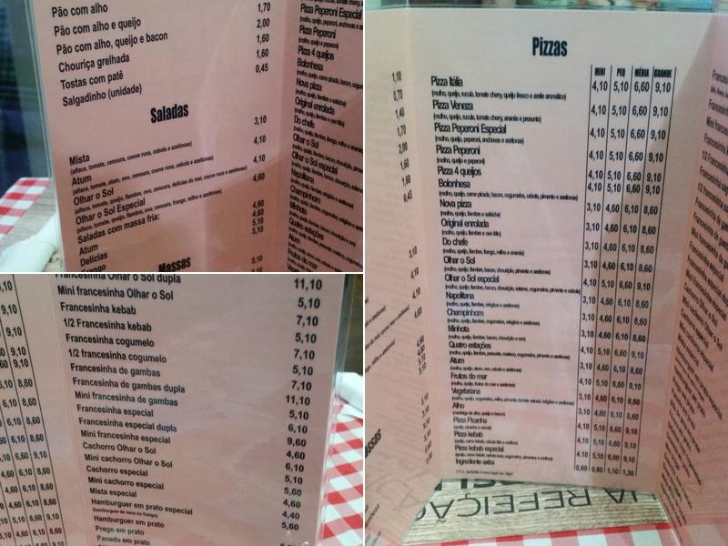 Olhar o Sol Menu