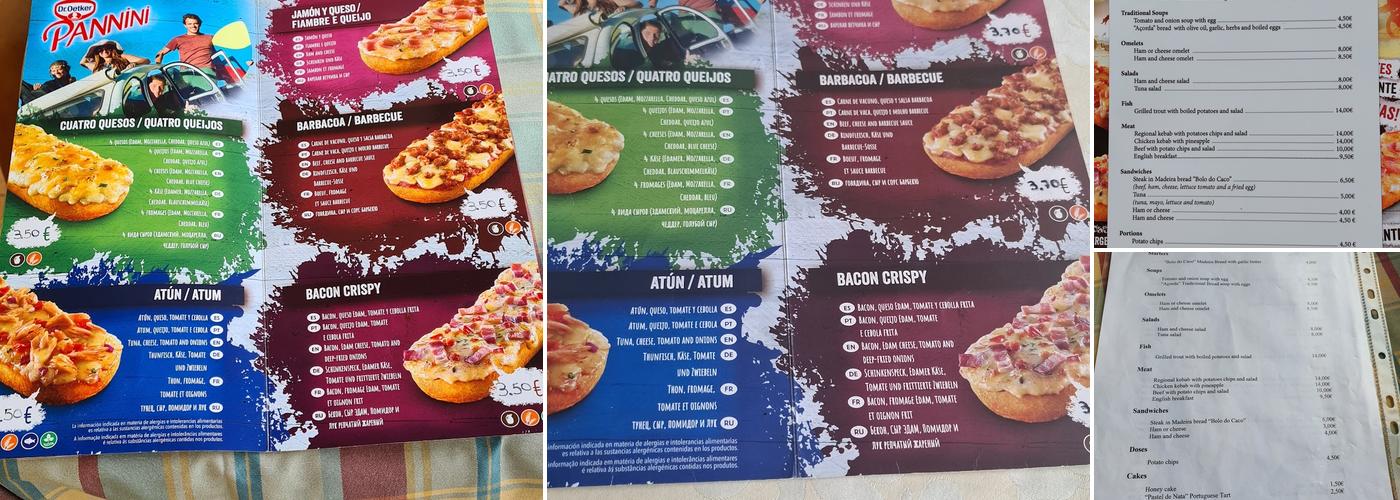 Snack Bar Flor da Selva Menu