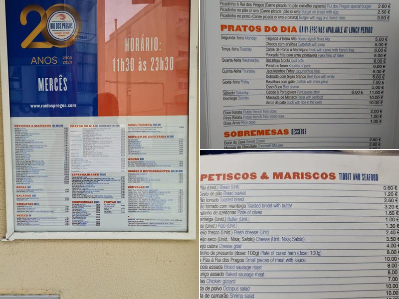 Rui dos Pregos - Mem Martins Menu