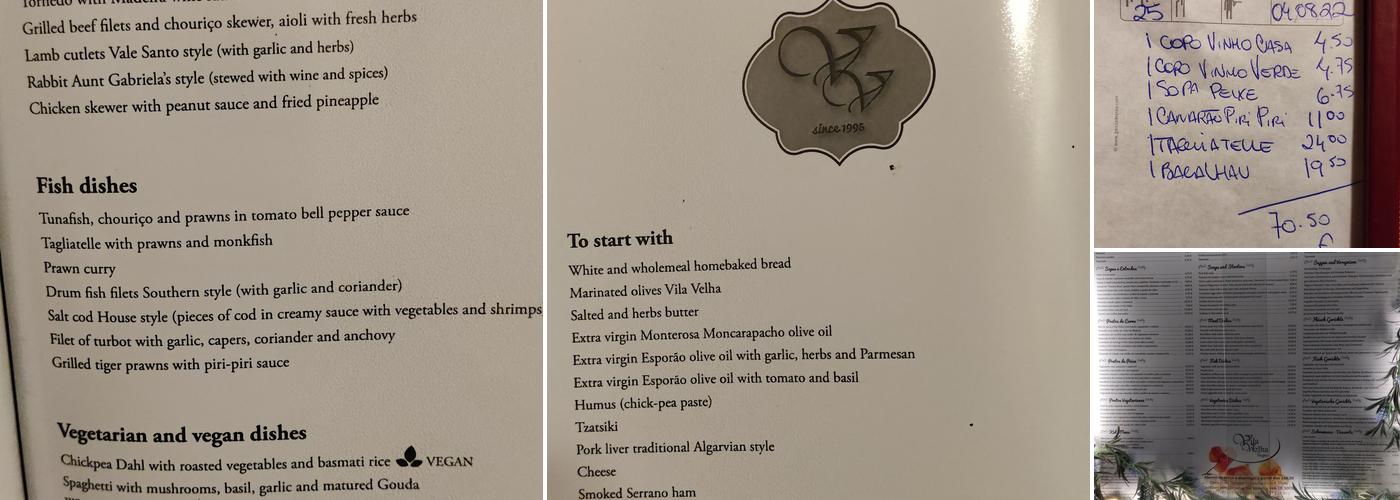 Vila Velha Menu