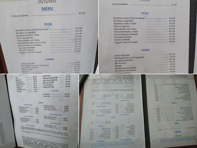 Europa - Restaurante Menu