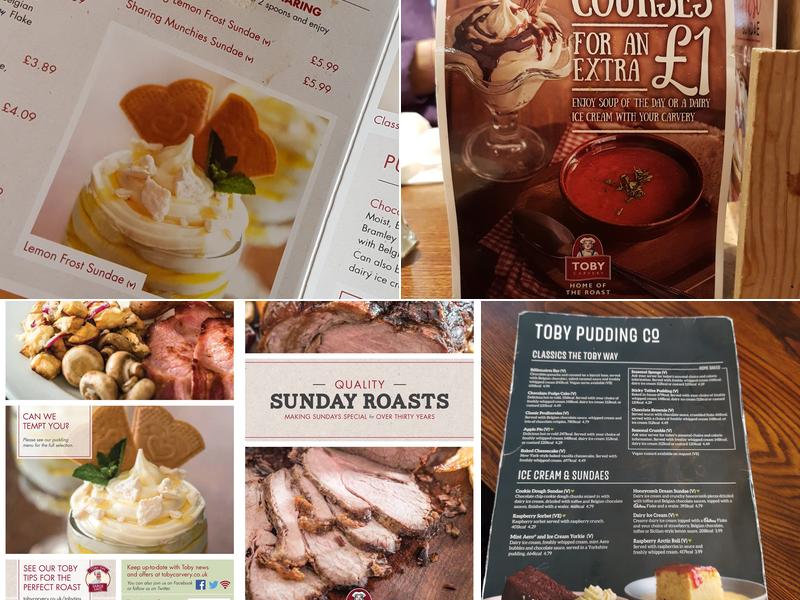 Toby Carvery Badgers Mount Menu