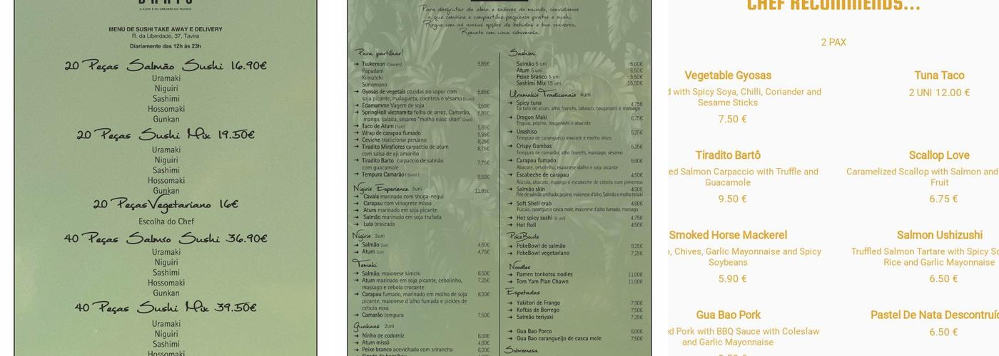 Bartô Sushi Menu