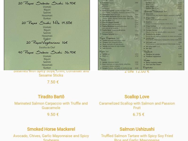 Bartô Sushi Menu