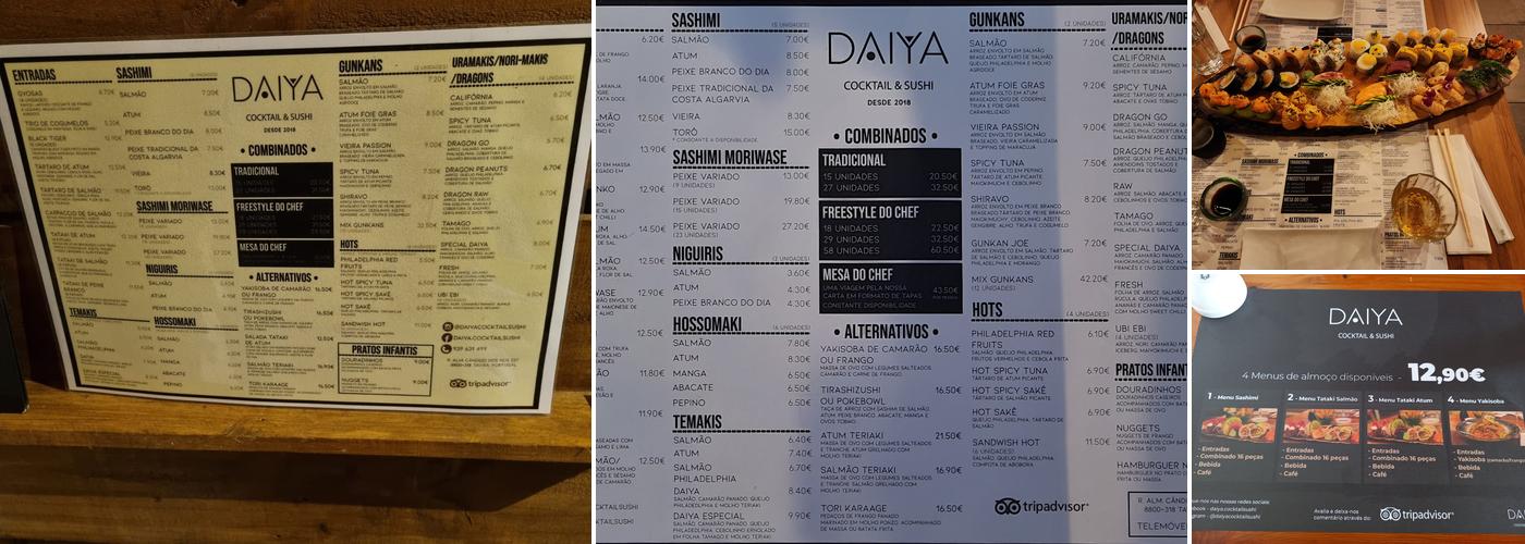 Daiya Cocktail & Sushi Menu