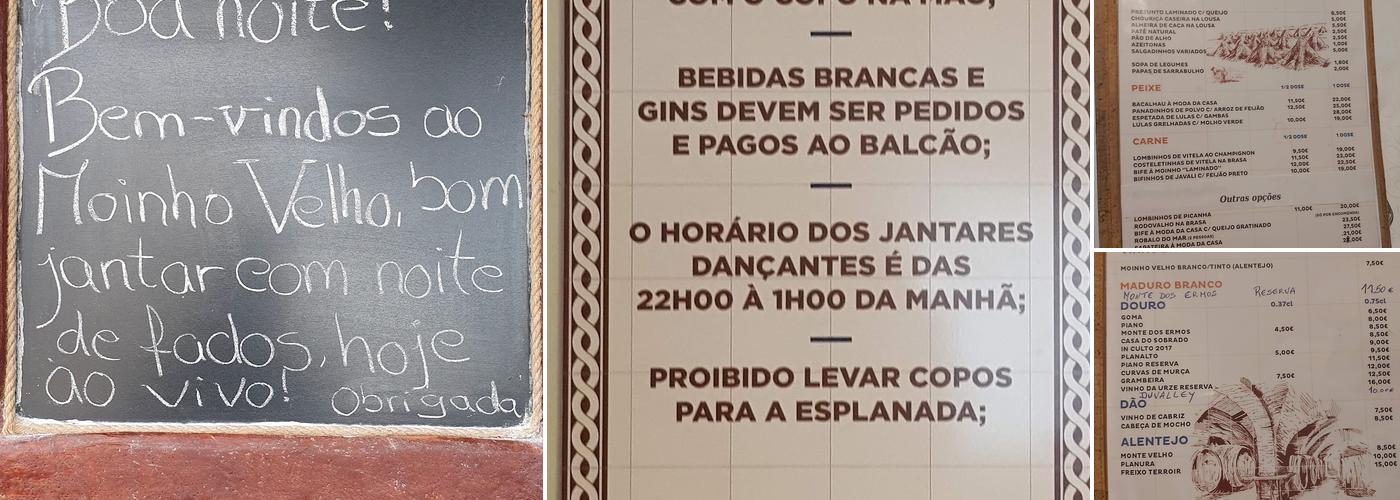 Moinho velho Menu