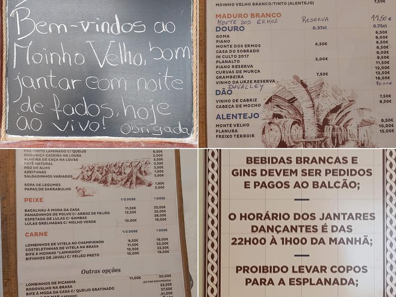 Moinho velho Menu