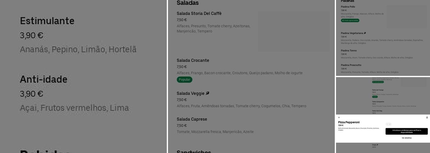 Storia del Caffé Menu