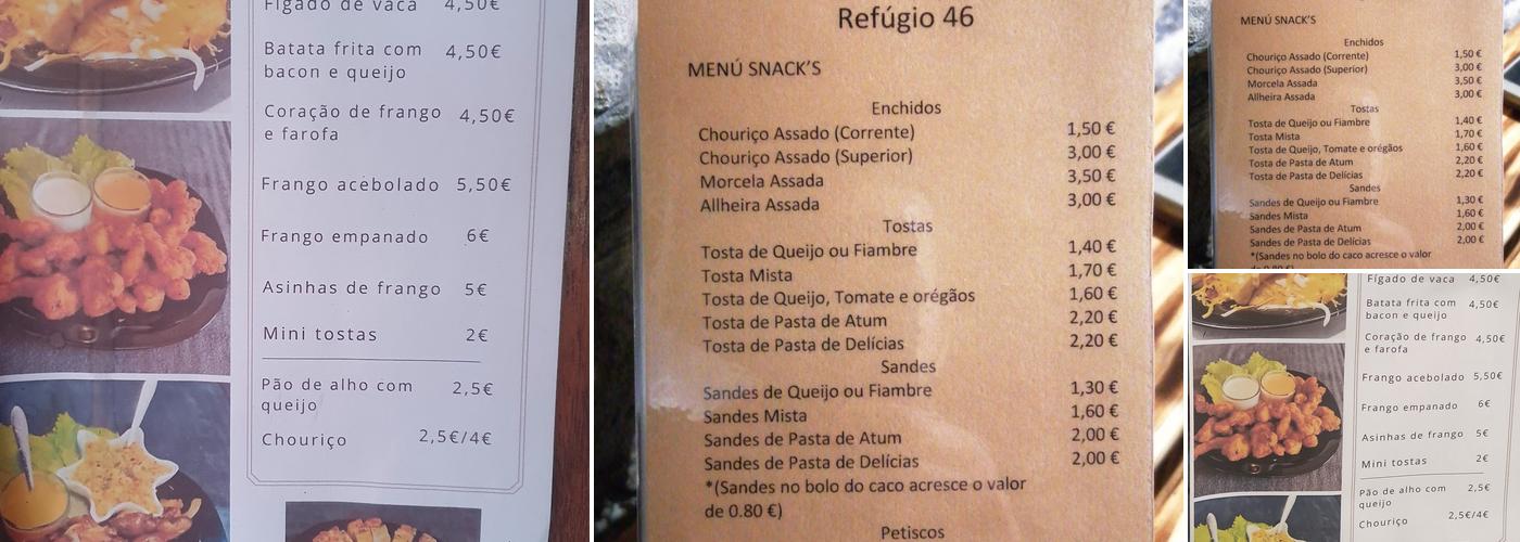 Refúgio 46 Menu