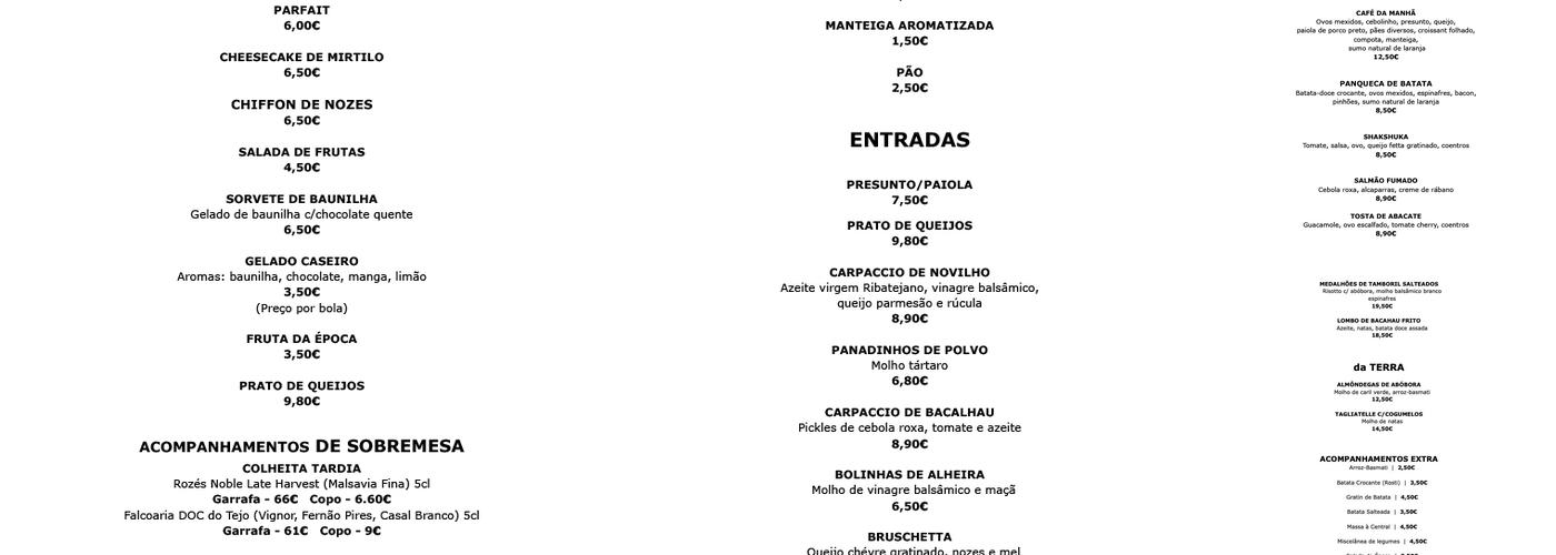 Central Santarem Menu