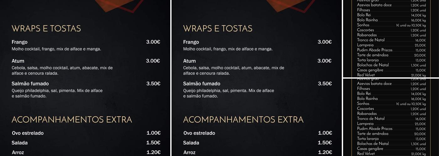 Pastelaria Menu de Principe Menu