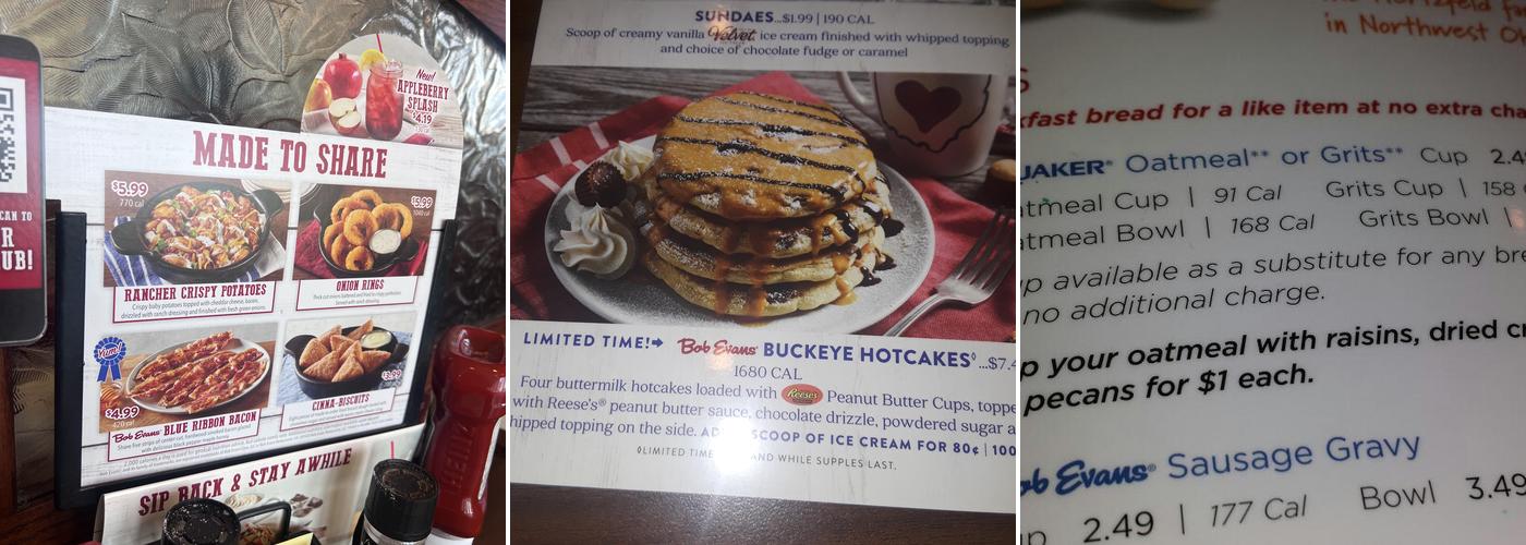 Bob Evans Menu