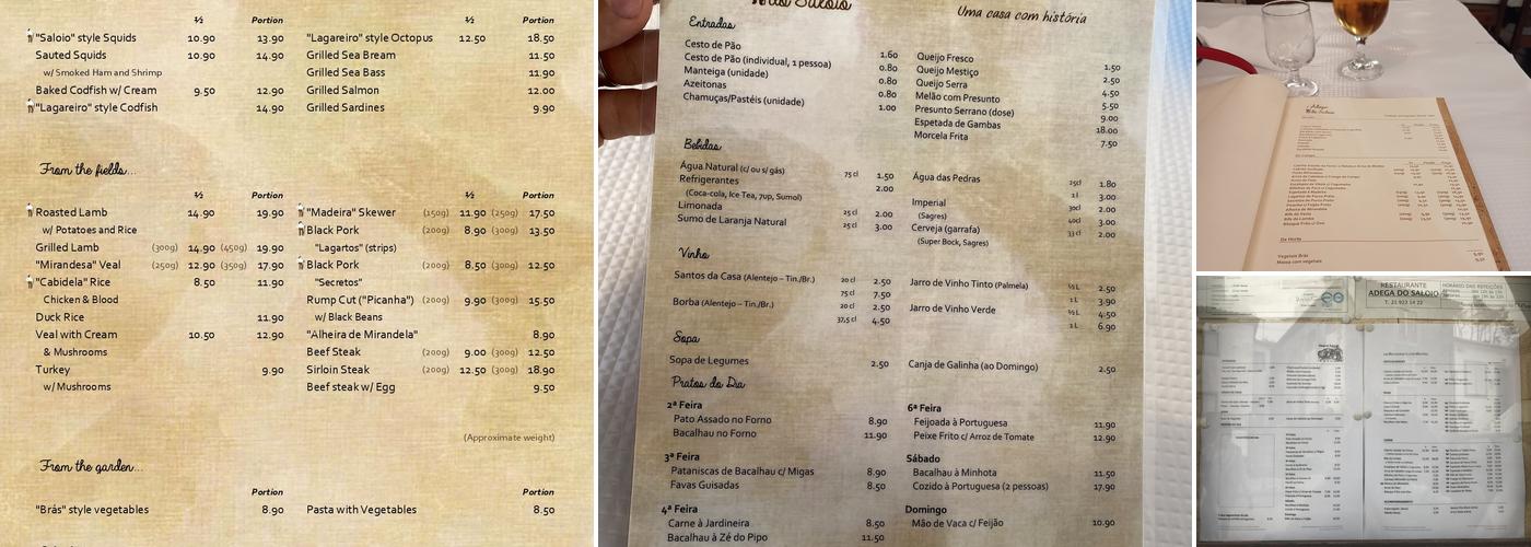 Adega do Saloio Menu
