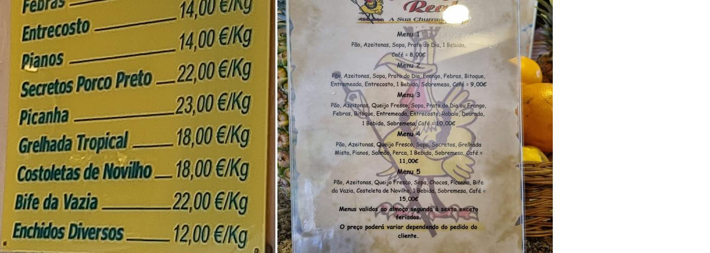 Frango Real Menu