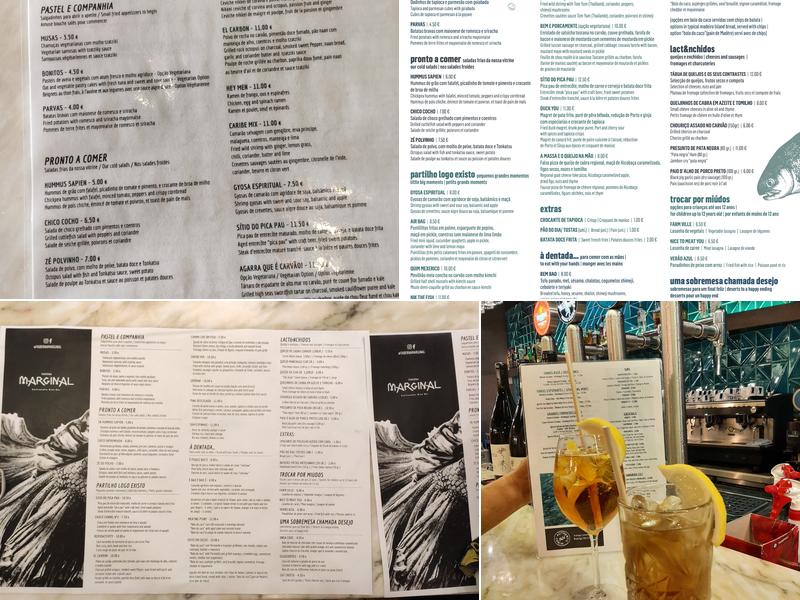 Taberna Marginal Menu