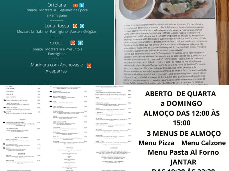 Pizzaria Vela Latina Menu