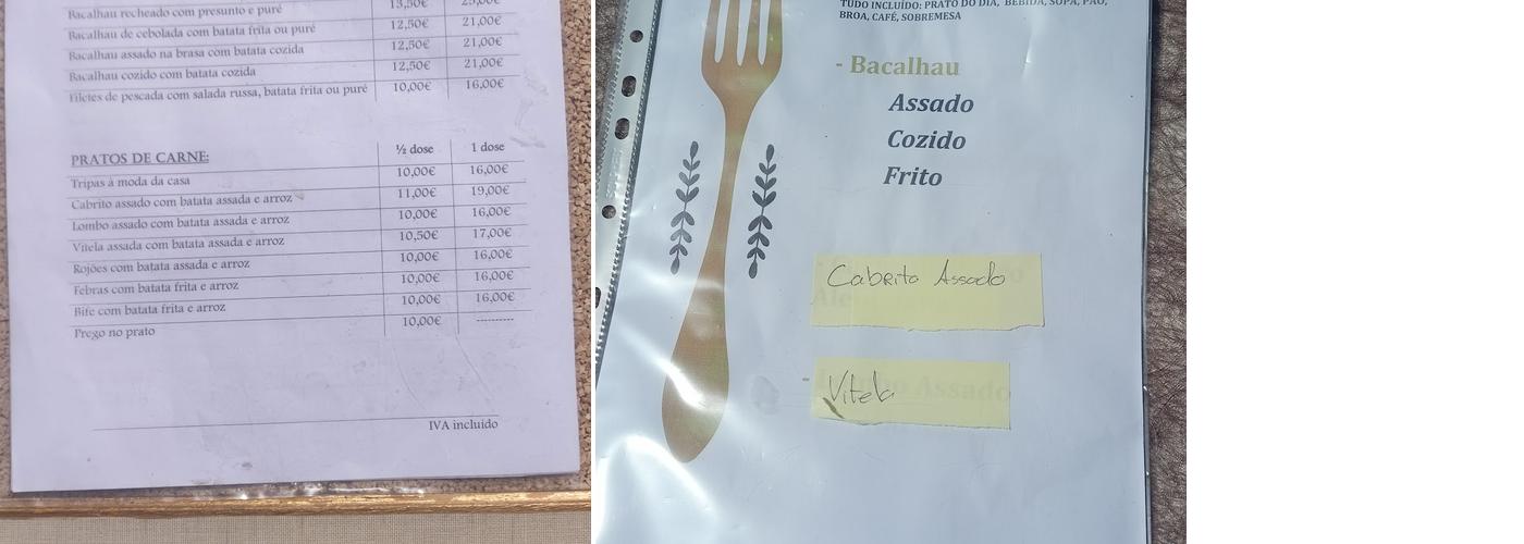 Salgueirinhos Menu