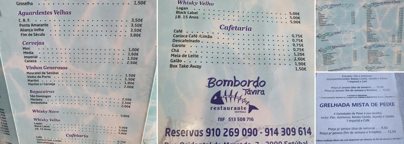 Bombordo Menu