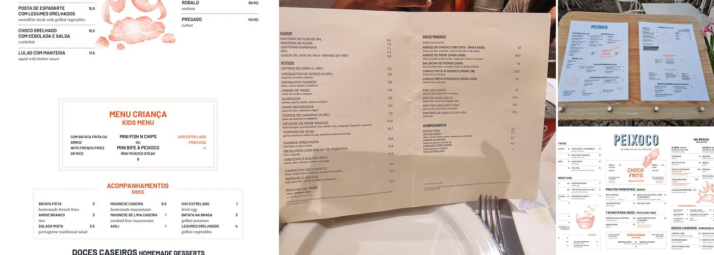 Peixoco Menu