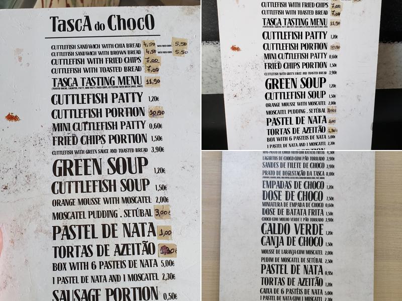 Tasca Do Choco Menu