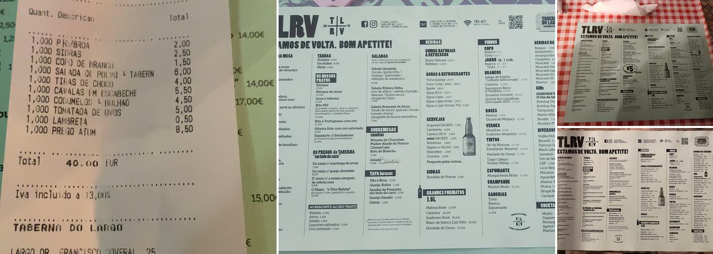 Taberna do Largo Menu