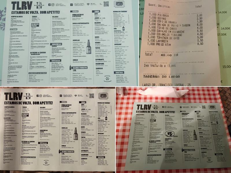 Taberna do Largo Menu