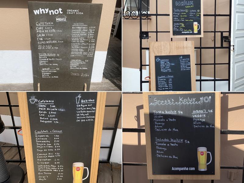 Kalux Beach Bar & Surf School Menu