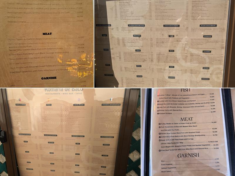 Romaria de Baco Menu