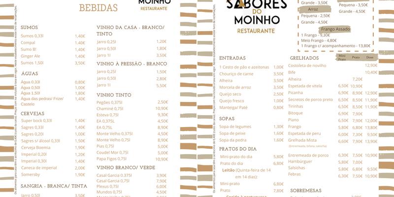 Sabores Do Moinho Menu