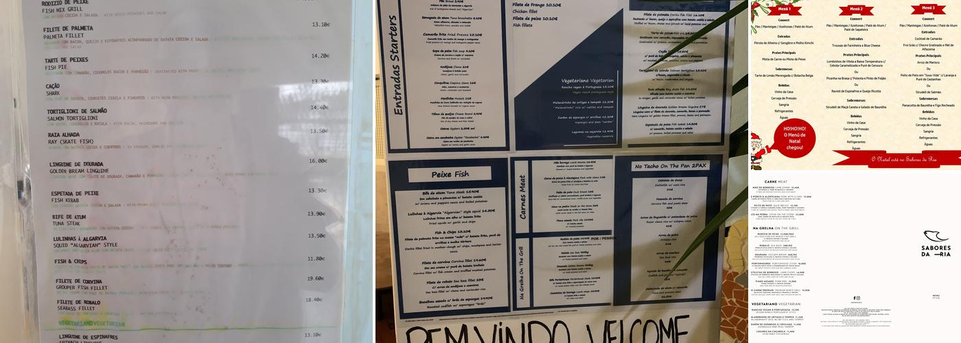 Sabores da Ria Menu