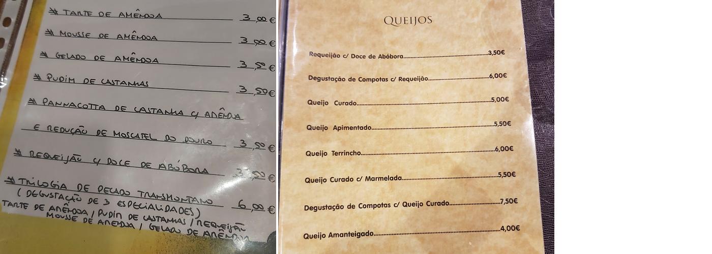 O Lagar Menu