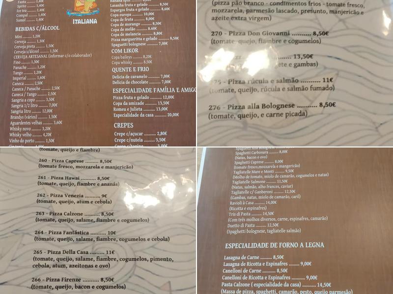 Gelataria, Pizzaria Italiana Menu