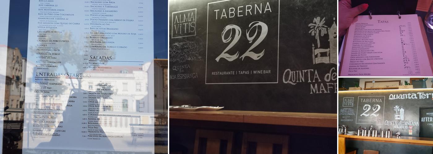 Taberna 22 Menu