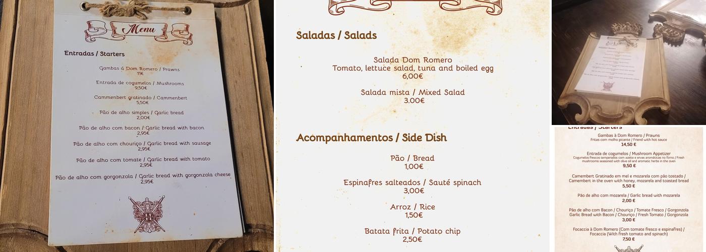 Pizzaria Dom Romero (Pizzaria Don Romero) Menu
