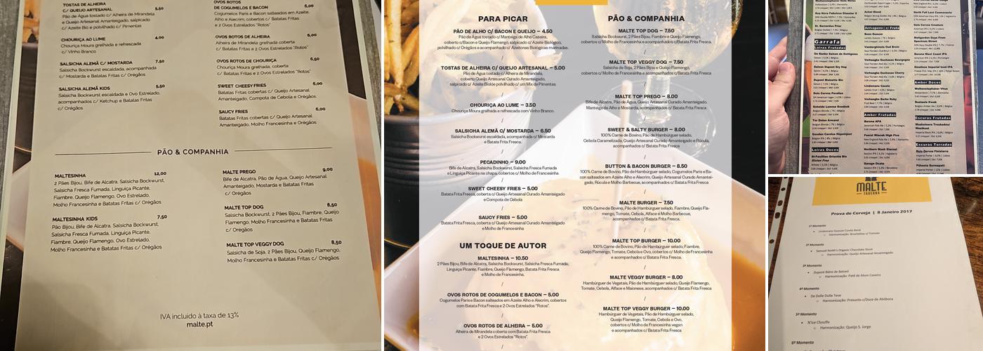 Malte Taberna Menu