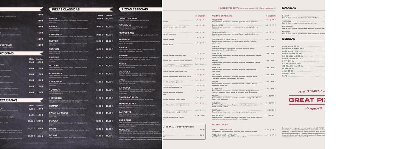 The Traditional Great Pizza Trofa Menu