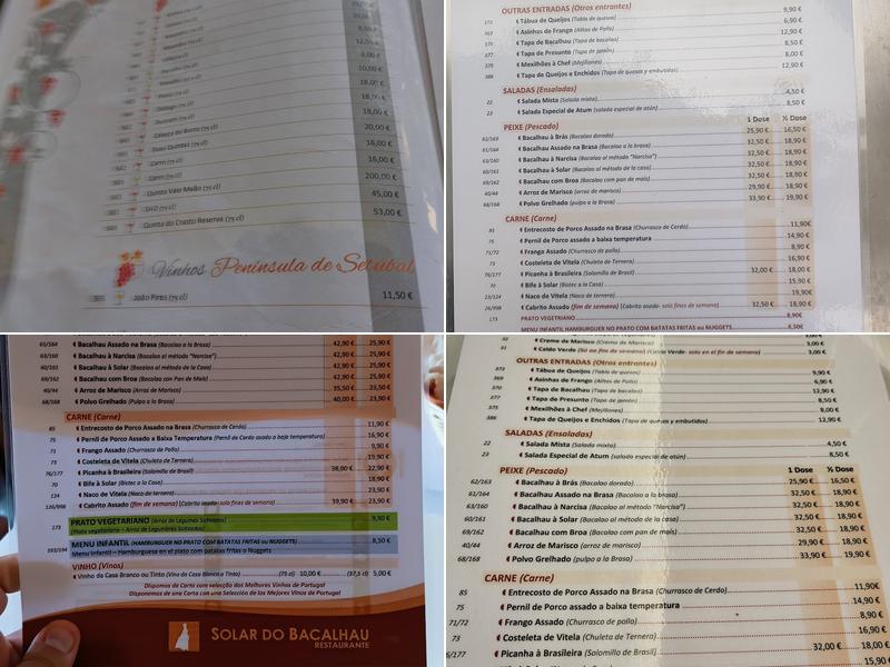 Solar do Bacalhau Menu