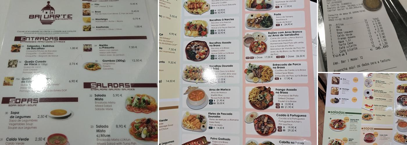 Baluarte Menu