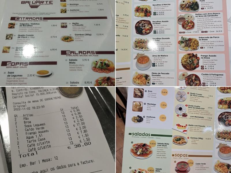 Baluarte Menu