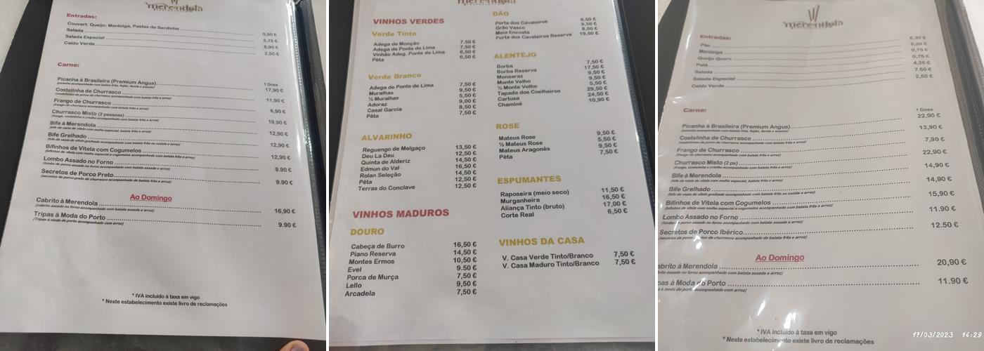 Merendola Menu