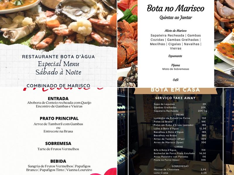 Restaurante Bota d'Água Menu