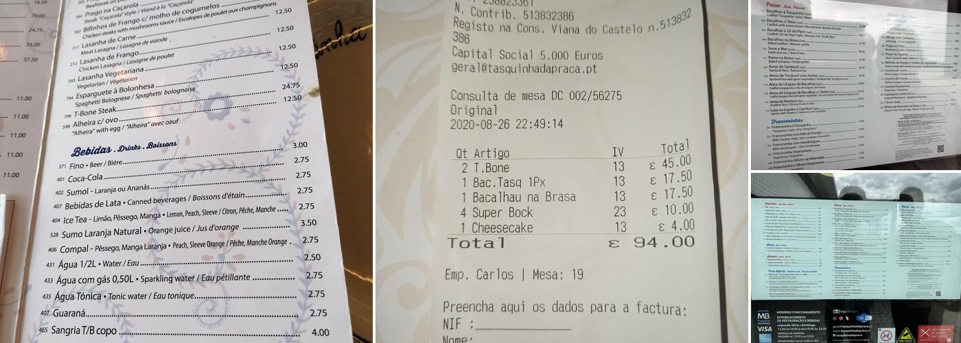 Tasquinha da Praça Menu