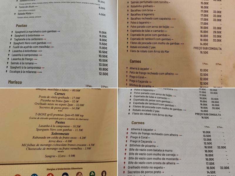 Restaurante Coral Menu