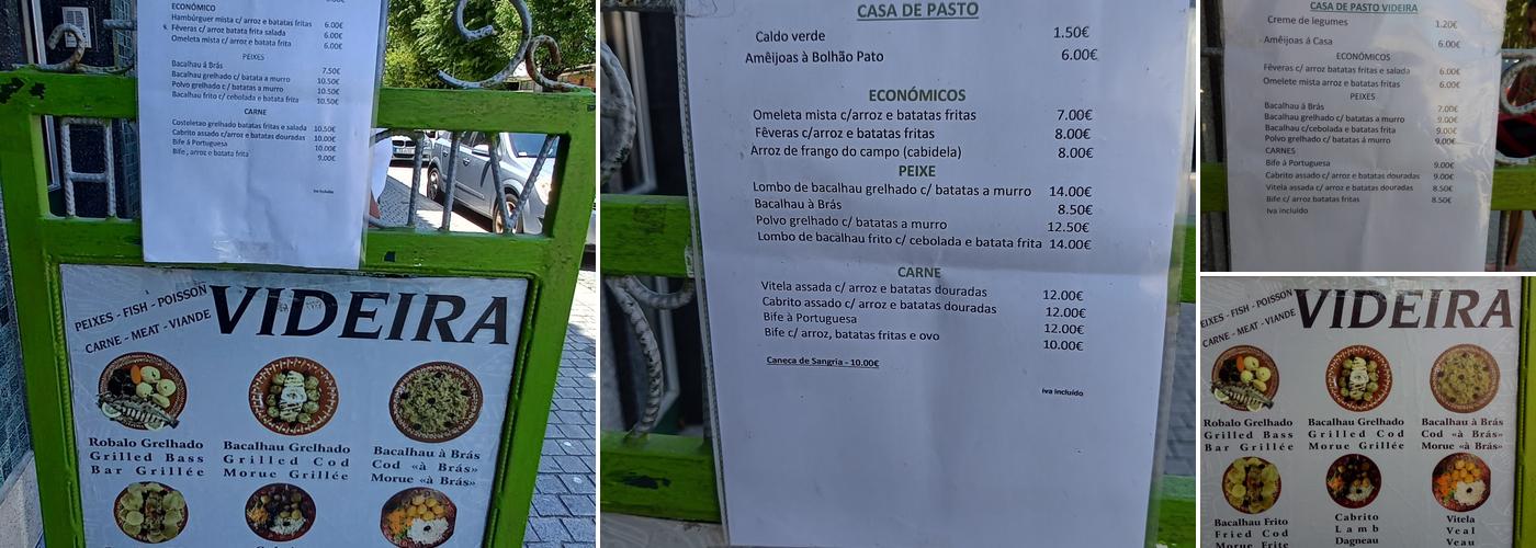 Casa de Pasto Videira Menu