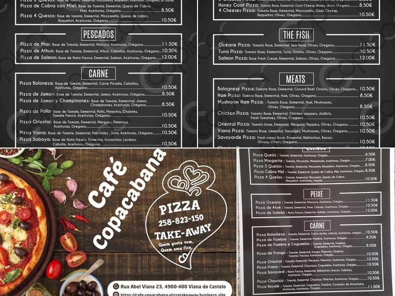 Pizzaria Copacabana café Menu
