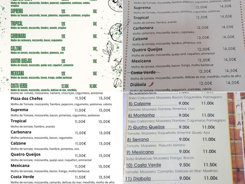 Pizzaria Costa Verde Menu