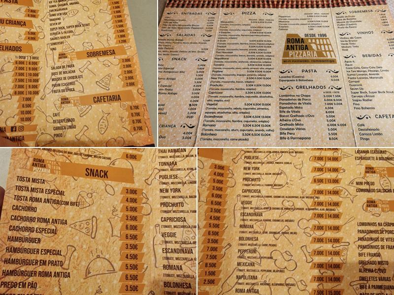 Pizzaria Roma Antiga Menu
