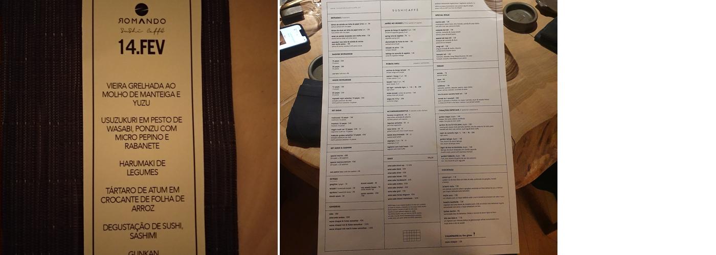 Romando Sushi Caffe Menu