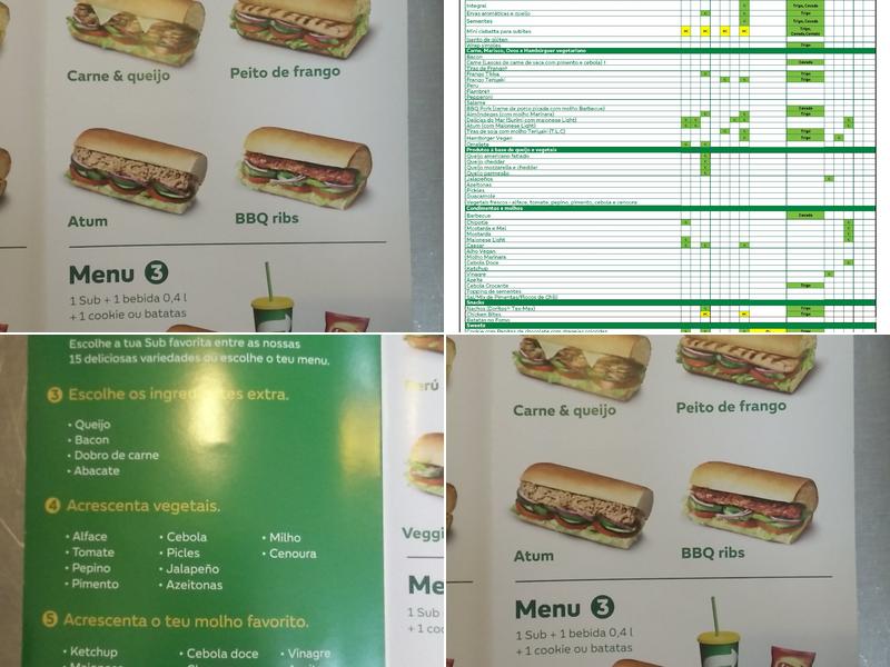 Subway Menu